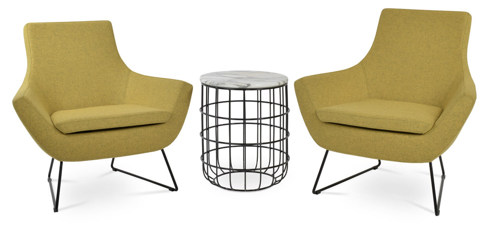 Soho Concept Rebecca Armchair - Stylish Wire Sled Base In Boucle & Camira Fabrics, 10-year Guarantee, 350 Lbs Capacity Amber  Soho-concept-dining-chair-12412