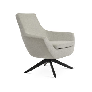 Soho Concept Rebecca Armchair Swivel Lounge Base In Camira Wool - Stylish Comfort With 10-year Guarantee & Walnut Finish Black,Grey  Soho-concept-dining-chair-12485