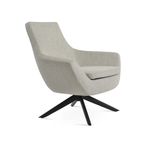 Soho Concept Rebecca Armchair Swivel Lounge Base In Camira Wool - Stylish Comfort With 10-year Guarantee & Walnut Finish Black,Grey  Soho-concept-dining-chair-12485
