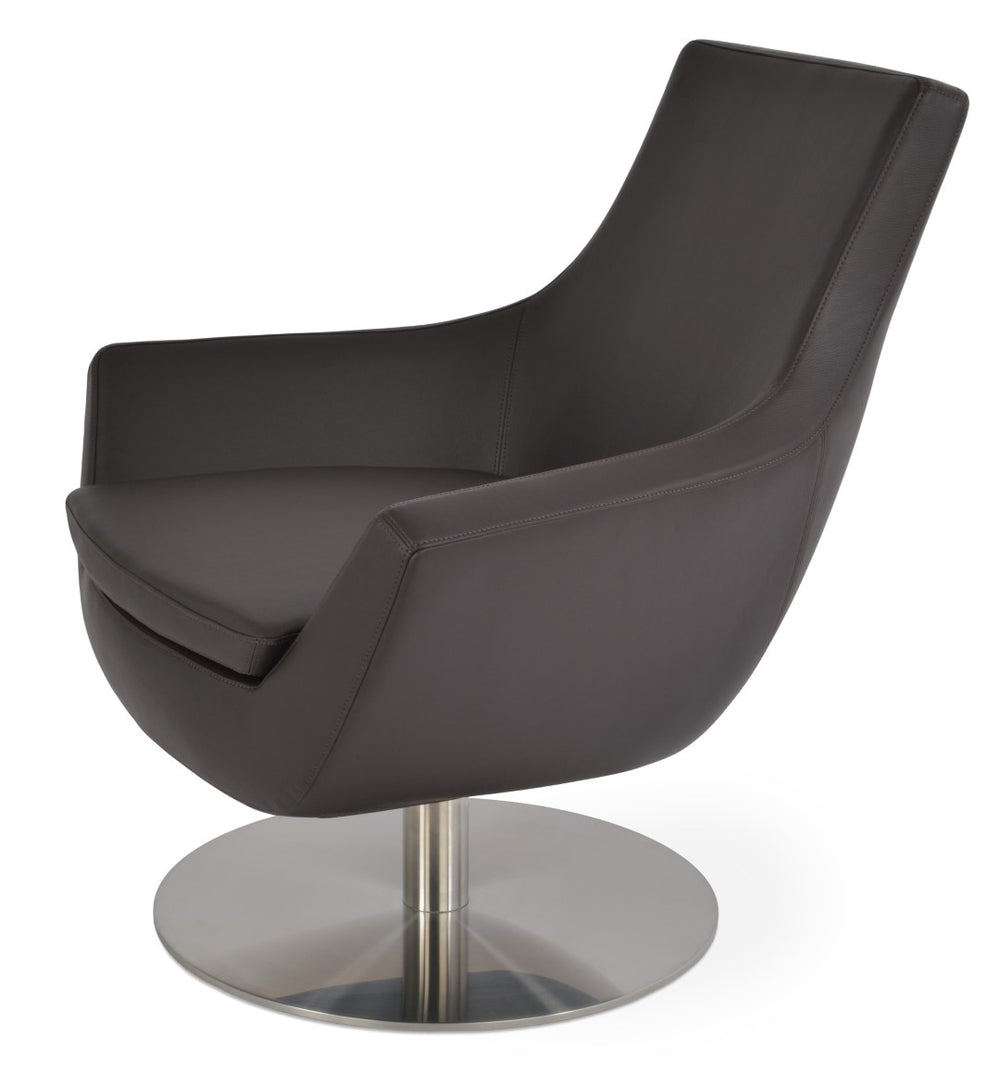 Soho Concept Rebecca Armchair: Modern Swivel Design In Camira Yoredale Boucle & Leather, 10-year Guarantee! Brown  Soho-concept-dining-chair-12426