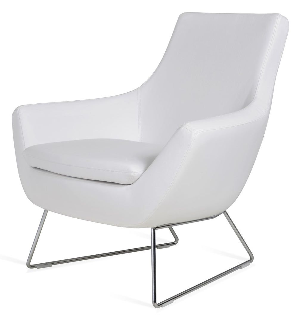 Soho Concept Rebecca Armchair - Modern Chrome & Black Sled Base, Durable Ppm Leatherette, 5-year Guarantee, 350 Lbs Chrome,White  Soho-concept-dining-chair-12459