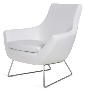 Soho Concept Rebecca Armchair - Modern Chrome & Black Sled Base, Durable Ppm Leatherette, 5-year Guarantee, 350 Lbs Chrome,White  Soho-concept-dining-chair-12459