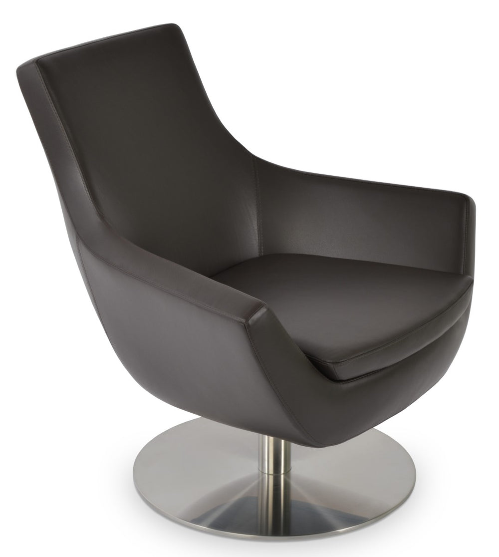 Soho Concept Rebecca Armchair: Modern Swivel Design In Camira Yoredale Boucle & Leather, 10-year Guarantee! Brown  Soho-concept-dining-chair-12426