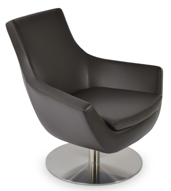 Soho Concept Rebecca Armchair: Modern Swivel Design In Camira Yoredale Boucle & Leather, 10-year Guarantee! Brown  Soho-concept-dining-chair-12426