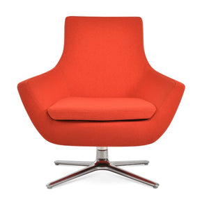 Soho Concept Rebecca Armchair Swivel Oval Base In Boucle Fabric & Leather - 10-year Guarantee, Elegant Comfort Orange  Soho-concept-dining-chair-12491