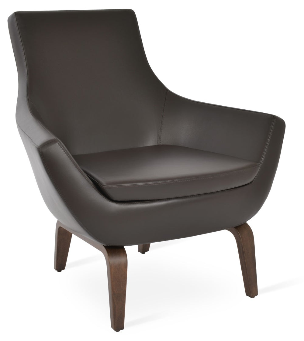 Soho Concept Rebecca Armchair In Camira Yoredale Boucle & Genuine Leather - Stylish Comfort With 10-year Guarantee Walnut,Brown  Soho-concept-dining-chair-12503