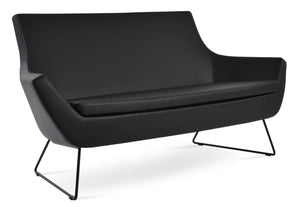 Soho Concept Rebecca Two-seater Sofa With Wire Sled Base - Boucle Juno & Camira Era Fabrics, Durable Design Black  Soho-concept-dining-chair-12540