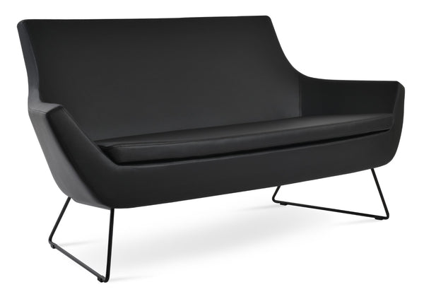 Soho Concept Rebecca Two-seater Sofa With Wire Sled Base - Boucle Juno & Camira Era Fabrics, Durable Design Black  Soho-concept-dining-chair-12540