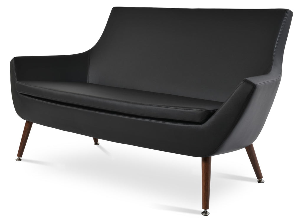 Soho Concept Rebecca Sofa - Stylish Two-seater In Walnut Finish, Ppm-fr Leatherette, 2-year Guarantee, Comfortable! Walnut,Black Solid Beech Wood ,Wa,Nut Finish Soho-concept-dining-chair-12536