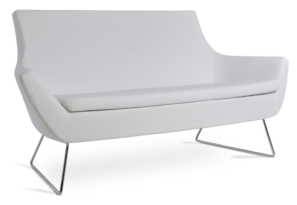 Soho Concept Rebecca Sofa - Stylish Two-seater With Chrome Frame, Ppm-fr Leatherette & 2-year Warranty - 58" Wide White,Chrome  Soho-concept-dining-chair-12522
