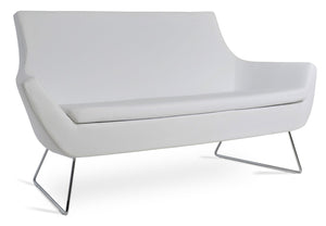 Soho Concept Rebecca Sofa - Stylish Two-seater With Chrome Frame, Ppm-fr Leatherette & 2-year Warranty - 58" Wide White,Chrome  Soho-concept-dining-chair-12522