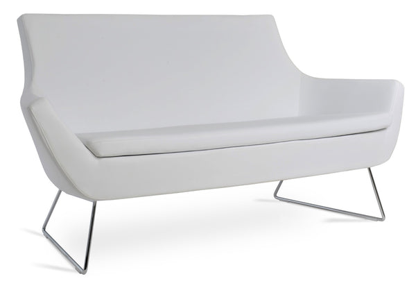 Soho Concept Rebecca Sofa - Stylish Two-seater With Chrome Frame, Ppm-fr Leatherette & 2-year Warranty - 58" Wide White,Chrome  Soho-concept-dining-chair-12522