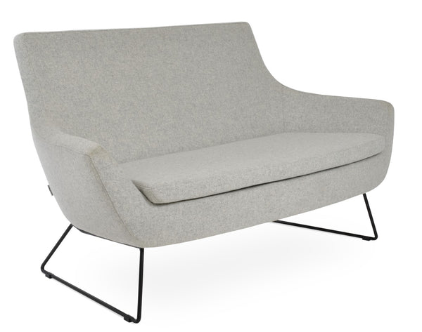 Soho Concept Rebecca Sofa - Stylish Two-seater In Camira Blazer Wool Fabric With Chrome Base & 10-year Guarantee Black,Silver  Soho-concept-dining-chair-12530