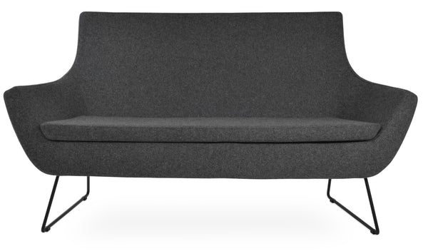 Soho Concept Rebecca Sofa - Stylish Two-seater With Wire Sled Base, Camira Blazer Wool, 10-year Guarantee, 350 Lbs Capacity Black,Dark Grey  Soho-concept-dining-chair-12528