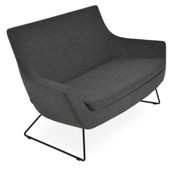 Soho Concept Rebecca Sofa - Stylish Two-seater In Camira Blazer Wool Fabric With Chrome Base & 10-year Guarantee Black,Dark Grey  Soho-concept-dining-chair-13320