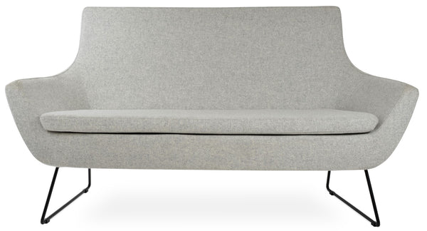 Soho Concept Rebecca Sofa - Stylish Two-seater In Camira Blazer Wool Fabric With Chrome Base & 10-year Guarantee Black,Silver  Soho-concept-dining-chair-12529