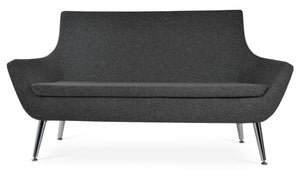 Soho Concept Rebecca Sofa - Stylish Two-seater In Camira Blazer Wool Fabric With Chrome Base & 10-year Guarantee Chrome,Dark Grey  Soho-concept-dining-chair-12515