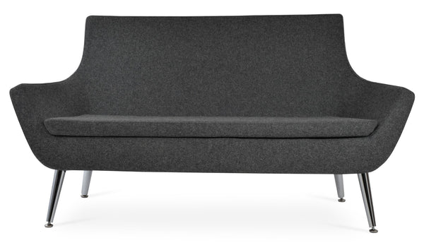 Soho Concept Rebecca Sofa - Stylish Two-seater In Camira Blazer Wool Fabric With Chrome Base & 10-year Guarantee Chrome,Dark Grey  Soho-concept-dining-chair-12515