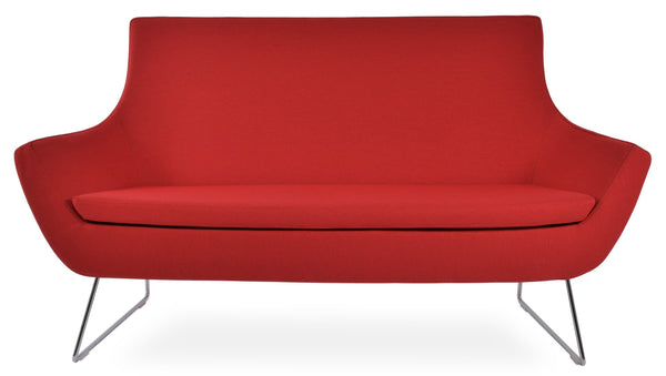 Soho Concept Rebecca Two-seater Sofa With Wire Sled Base - Boucle Juno & Camira Era Fabrics, Durable Design Red  Soho-concept-dining-chair-13317