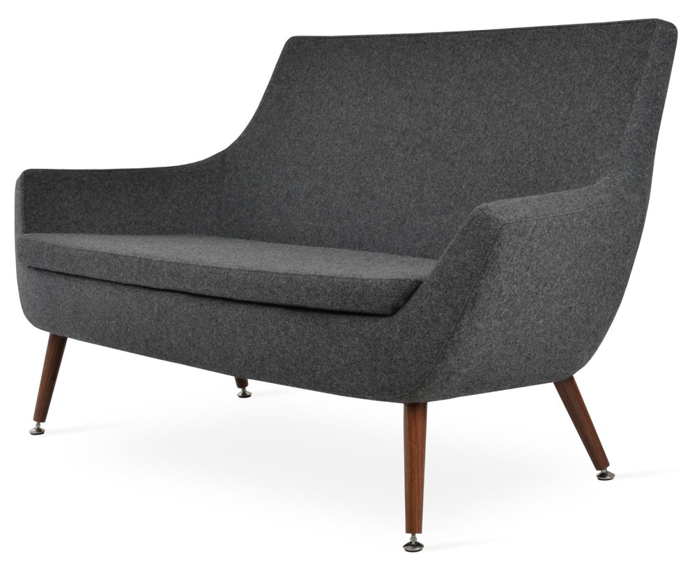 Soho Concept Rebecca Sofa - Two Seater Wood Base In Elegant Wool, 10-year Guarantee, Premium Comfort & Style Walnut,Dark Grey Solid Beech Wood ,Wa,Nut Finish Soho-concept-dining-chair-13315