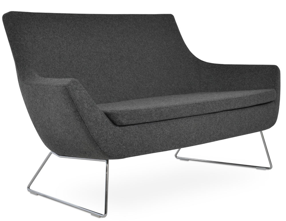 Soho Concept Rebecca Sofa - Stylish Two-seater In Camira Blazer Wool Fabric With Chrome Base & 10-year Guarantee Black,Dark Grey  Soho-concept-dining-chair-13320