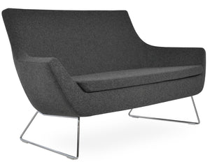 Soho Concept Rebecca Sofa - Stylish Two-seater In Camira Blazer Wool Fabric With Chrome Base & 10-year Guarantee Chrome,Dark Grey  Soho-concept-dining-chair-12514