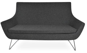 Soho Concept Rebecca Sofa - Stylish Two-seater In Camira Blazer Wool Fabric With Chrome Base & 10-year Guarantee Chrome,Dark Grey  Soho-concept-dining-chair-13316