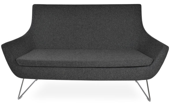 Soho Concept Rebecca Sofa - Stylish Two-seater In Camira Blazer Wool Fabric With Chrome Base & 10-year Guarantee Chrome,Dark Grey  Soho-concept-dining-chair-13316