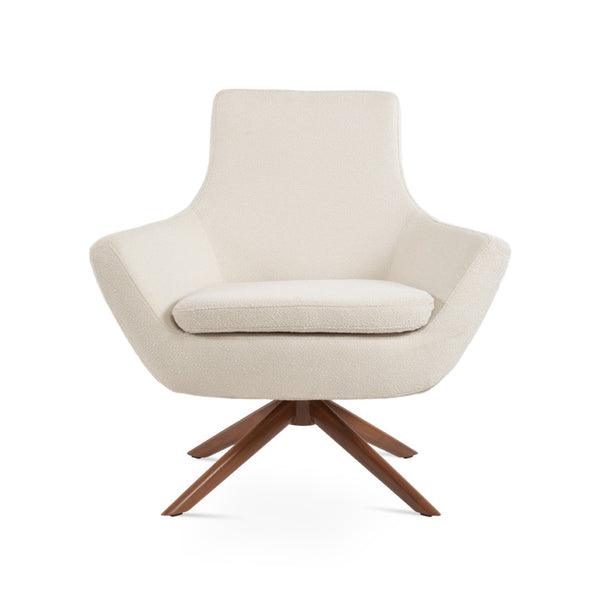 Soho Concept Rebecca Armchair Swivel Lounge Chair With Boucle & Camira Fabric - Stylish Turkish Design, 10-year Guarantee Walnut,White  Soho-concept-dining-chair-12548