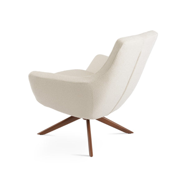 Soho Concept Rebecca Armchair Swivel Lounge Chair With Boucle & Camira Fabric - Stylish Turkish Design, 10-year Guarantee Walnut,White  Soho-concept-dining-chair-13323