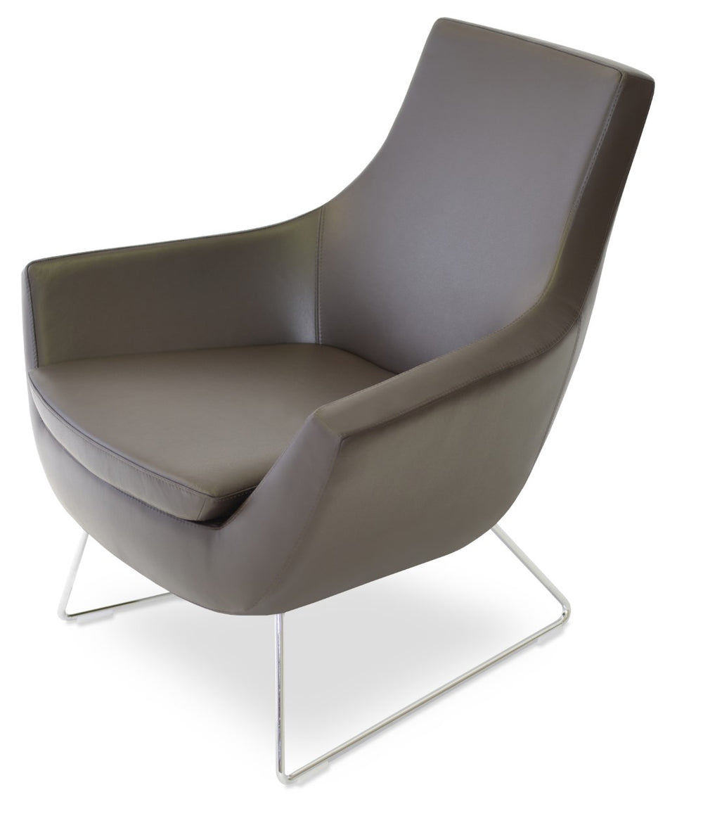 Soho Concept Rebecca Armchair - Stylish Wire Sled Base With Durable Boucle Fabric & Genuine Leather, 10-year Guarantee Brown  Soho-concept-dining-chair-12553