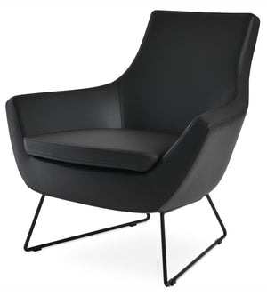 Soho Concept Rebecca Armchair Wire Sled Base - Ppm-fr Leatherette, 2-year Guarantee, Stylish & Durable Seating! Black  Soho-concept-dining-chair-12558