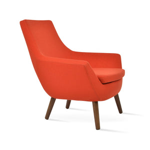 Soho Concept Rebecca Armchair With Plywood Base, Camira Yoredale Boucle Fabric, 10-year Guarantee, 400 Lbs Support Walnut,Orange  Soho-concept-dining-chair-12576