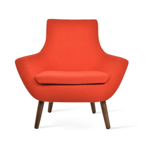 Soho Concept Rebecca Armchair With Plywood Base, Camira Yoredale Boucle Fabric, 10-year Guarantee, 400 Lbs Support Walnut,Orange  Soho-concept-dining-chair-13334