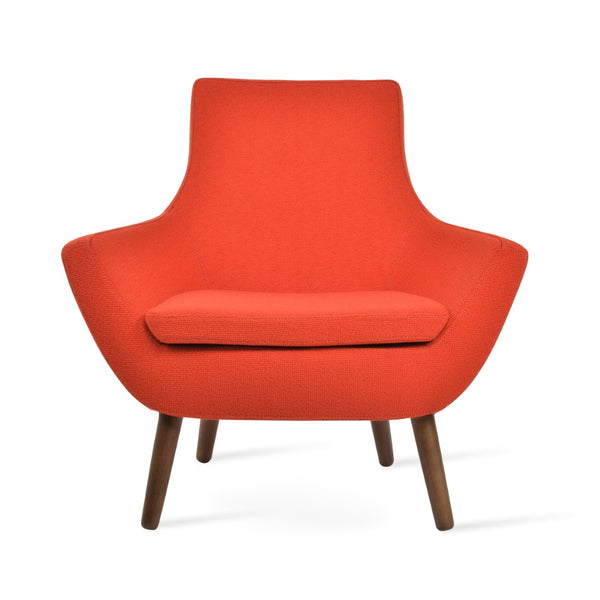 Soho Concept Rebecca Armchair With Plywood Base, Camira Yoredale Boucle Fabric, 10-year Guarantee, 400 Lbs Support Walnut,Orange  Soho-concept-dining-chair-13334
