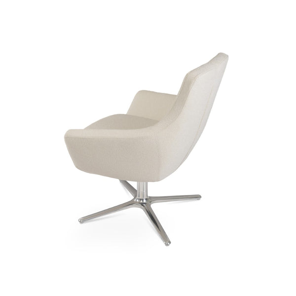 Soho Concept Rebecca Armchair Swivel Oval Base - Elegant Boucle & Camira Fabric With 10-year Guarantee, White White  Soho-concept-dining-chair-12400