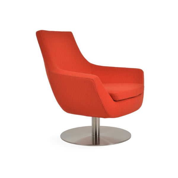Soho Concept Rebecca Armchair Swivel Round - Modern Elegance In Camira Yoredale Boucle & Stainless Steel Base Orange  Soho-concept-dining-chair-12405
