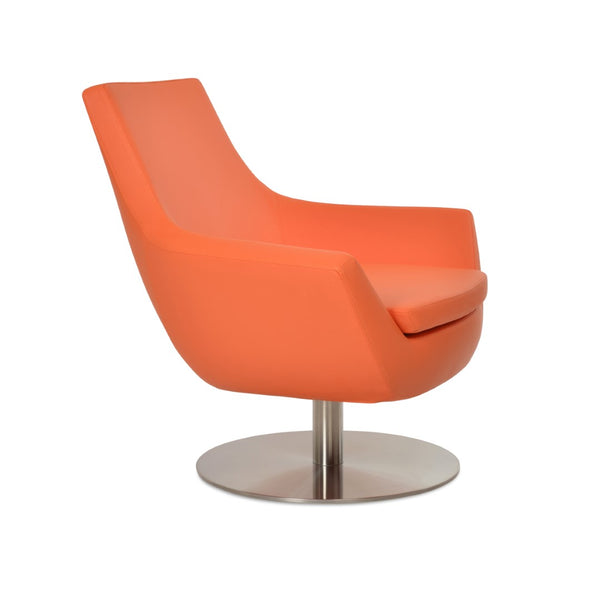 Soho Concept Rebecca Armchair Swivel Round – Stylish Soft Ppm Leatherette, Durable Stainless Steel Base, 2-year Guarantee Orange  Soho-concept-dining-chair-12406