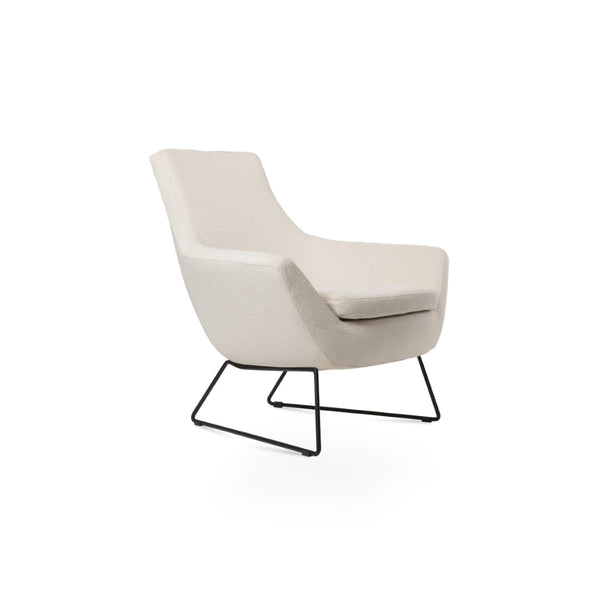 Soho Concept Rebecca Armchair - Modern Wire Sled Base, Boucle & Camira Fabric, 10-year Warranty, Stylish Design Black,White  Soho-concept-dining-chair-12408