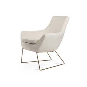 Soho Concept Rebecca Armchair - Modern Wire Sled Base, Boucle & Camira Fabric, 10-year Warranty, Stylish Design Brass,White  Soho-concept-dining-chair-12409