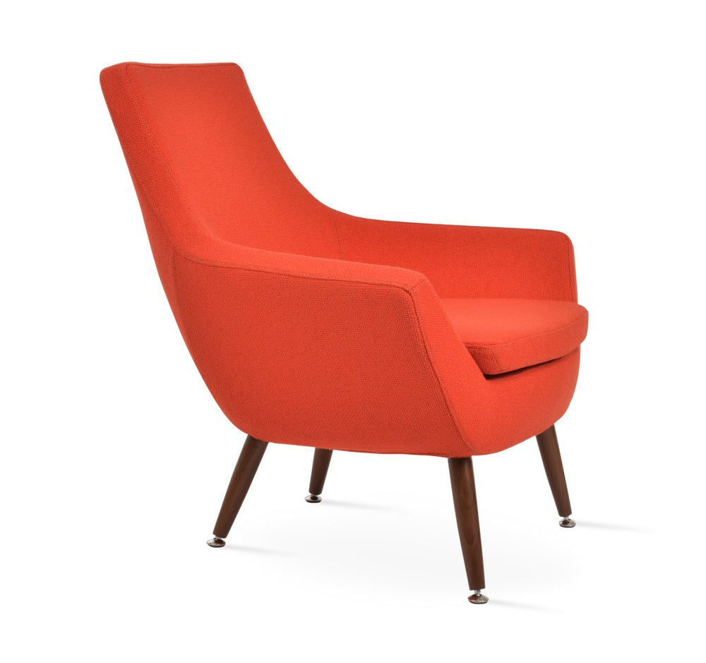 Soho Concept Rebecca Armchair In Camira Yoredale Boucle Fabric - Stylish Walnut & Orange, 10-year Guarantee! Walnut,Orange  Soho-concept-dining-chair-13278