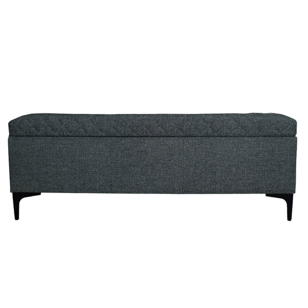 Lh Imports Reece Storage Bench - Elegant Tufted Design With Hidden Storage For A Clutter-free Home Experience Grey Metal,100% Polyester Fabric,Foam Rec016-cgr