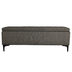 Lh Imports Reece Storage Bench - Elegant Tufted Design With Hidden Storage For A Clutter-free Home Experience Brown Black Metal Legs,Standard Padded Foam Cushion,100% Polyester Fabric,30,000 Rub Count Rec016-mbr