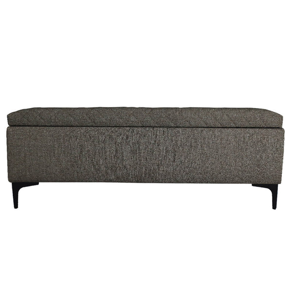 Lh Imports Reece Storage Bench - Elegant Tufted Design With Hidden Storage For A Clutter-free Home Experience Brown Black Metal Legs,Standard Padded Foam Cushion,100% Polyester Fabric,30,000 Rub Count Rec016-mbr