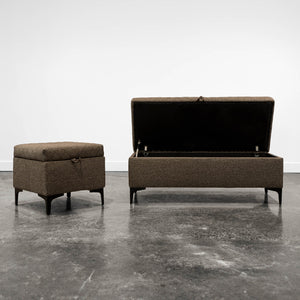 Lh Imports Reece Storage Bench - Elegant Tufted Design With Hidden Storage For A Clutter-free Home Experience Brown Black Metal Legs,Standard Padded Foam Cushion,100% Polyester Fabric,30,000 Rub Count Rec016-mbr