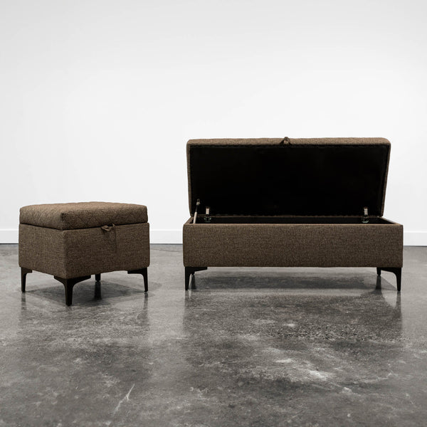 Lh Imports Reece Storage Bench - Elegant Tufted Design With Hidden Storage For A Clutter-free Home Experience Brown Black Metal Legs,Standard Padded Foam Cushion,100% Polyester Fabric,30,000 Rub Count Rec016-mbr