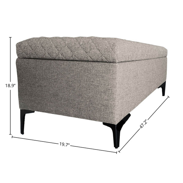 Lh Imports Reece Storage Bench - Elegant Tufted Design With Hidden Storage For A Clutter-free Home Experience Brown Black Metal Legs,Standard Padded Foam Cushion,100% Polyester Fabric,30,000 Rub Count Rec016-tan