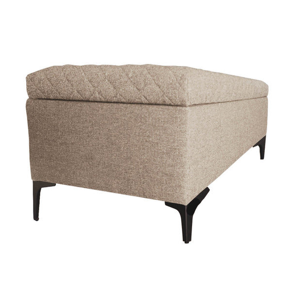 Lh Imports Reece Storage Bench - Elegant Tufted Design With Hidden Storage For A Clutter-free Home Experience Brown Black Metal Legs,Standard Padded Foam Cushion,100% Polyester Fabric,30,000 Rub Count Rec016-tan