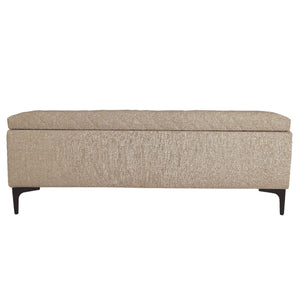 Lh Imports Reece Storage Bench - Elegant Tufted Design With Hidden Storage For A Clutter-free Home Experience Brown Black Metal Legs,Standard Padded Foam Cushion,100% Polyester Fabric,30,000 Rub Count Rec016-tan