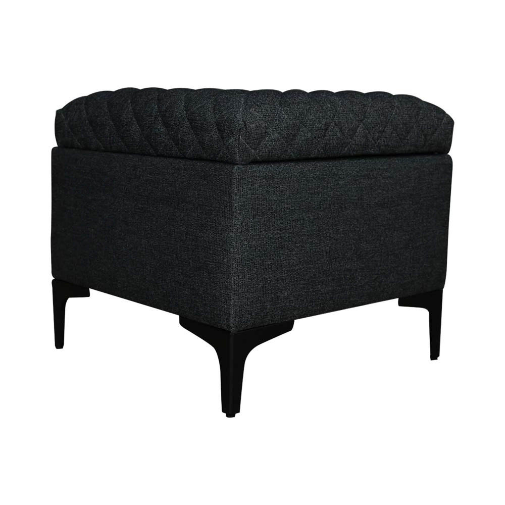 Lh Imports Reece Storage Ottoman - Stylish Multi-functional Piece With Elegant Tufted Design And Hidden Storage Grey Black Metal Legs,Standard Padded Foam Cushion,100% Polyester Fabric,30,000 Rub Count Rec024-cgr